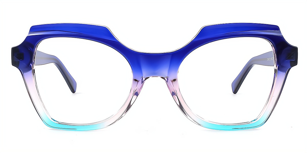 Blue Gradient Geometric Unique TR90 Eyeglasses