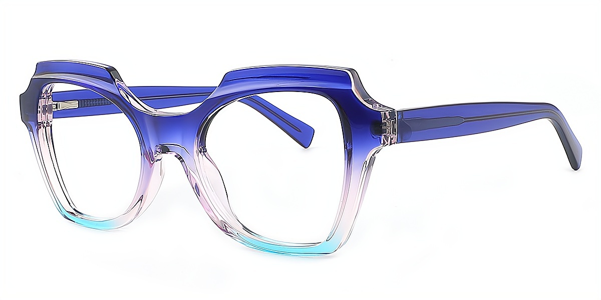 Blue Gradient Geometric Unique TR90 Eyeglasses
