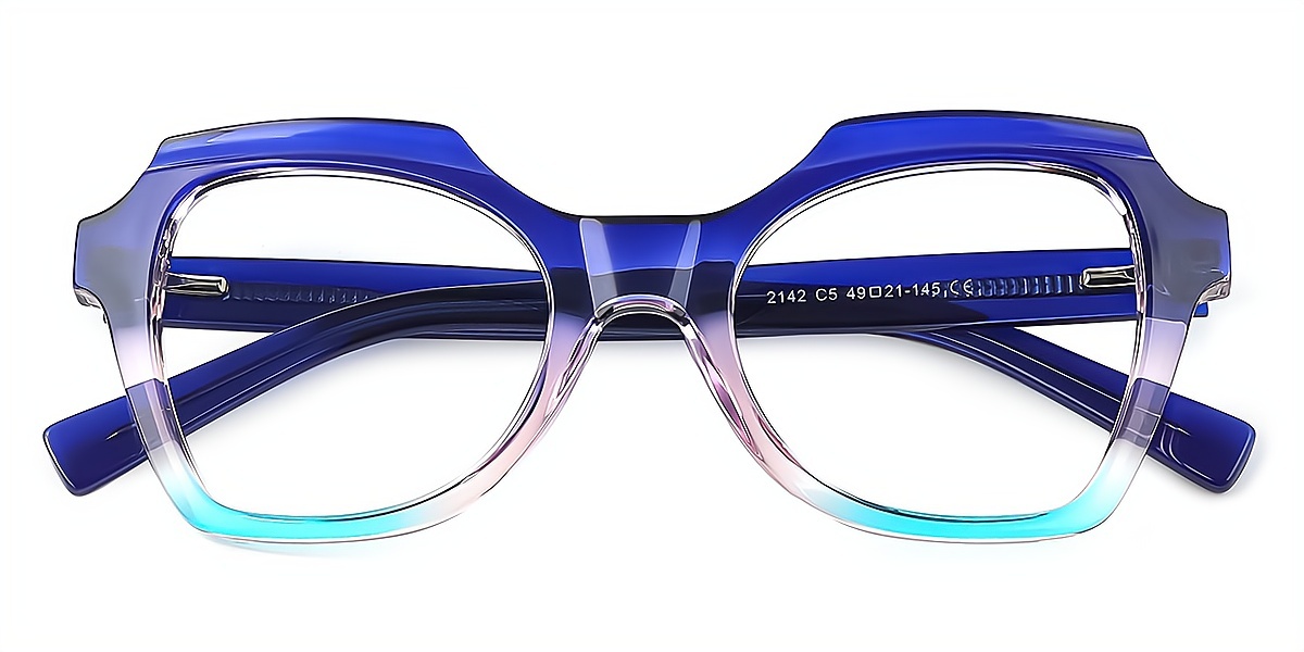 Blue Gradient Geometric Unique TR90 Eyeglasses