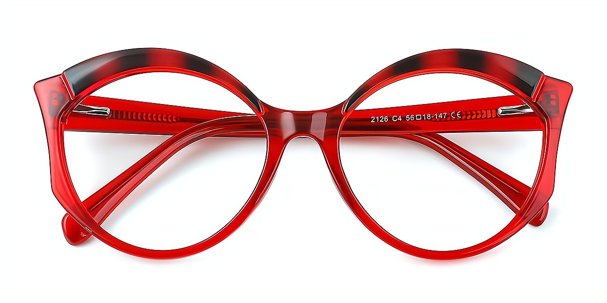 Red Cat Eye Unique Horn TR90 Eyeglasses