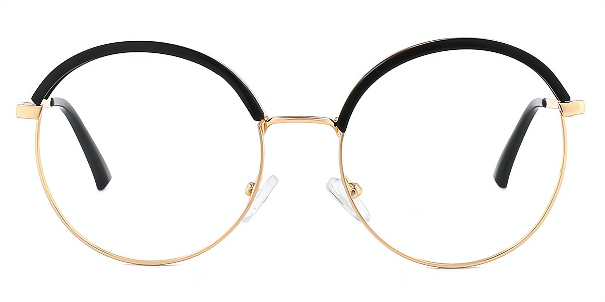 Black Oval Unique Exquisite Mixed Materials Eyeglasses