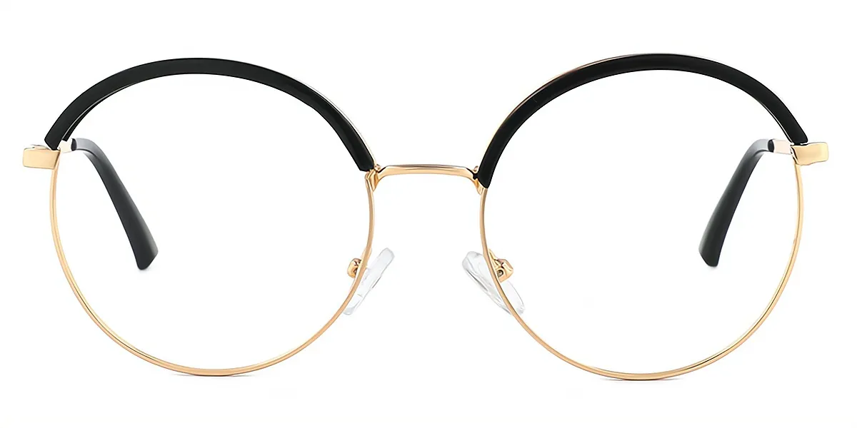 Black Oval Unique Exquisite Mixed Materials Eyeglasses