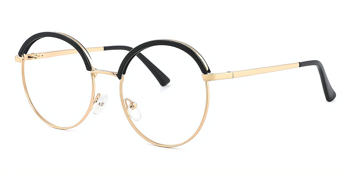 Black Oval Unique Exquisite Mixed Materials Eyeglasses
