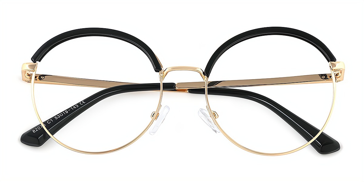 Black Oval Unique Exquisite Mixed Materials Eyeglasses