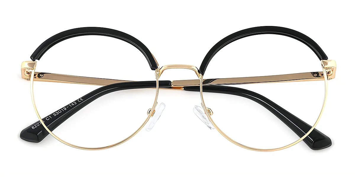 Black Oval Unique Exquisite Mixed Materials Eyeglasses
