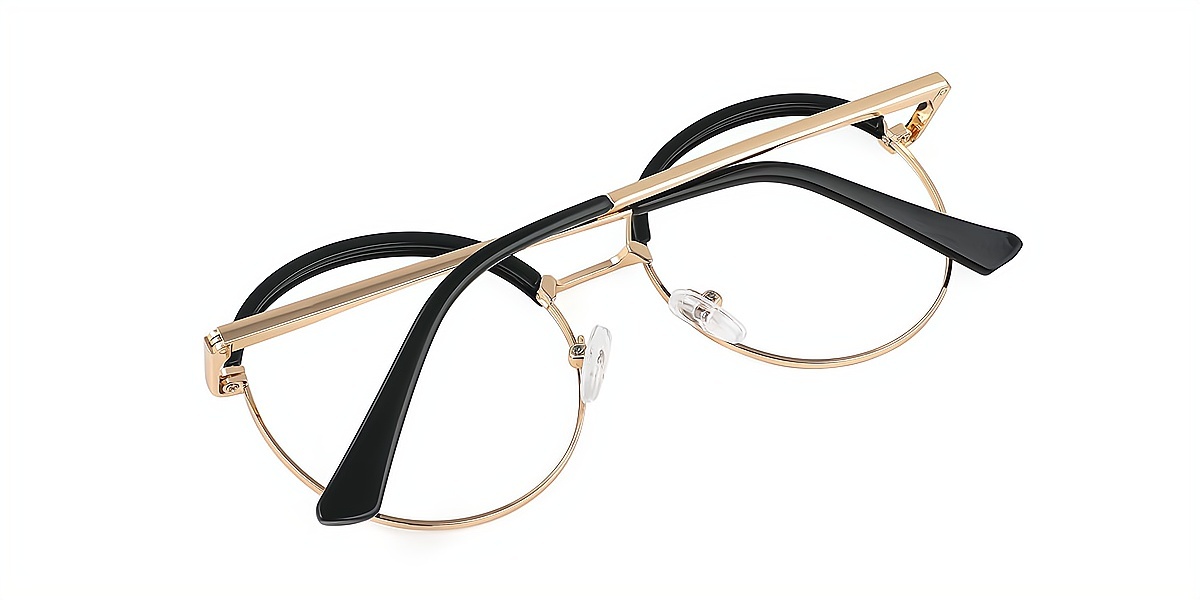 Black Oval Unique Exquisite Mixed Materials Eyeglasses