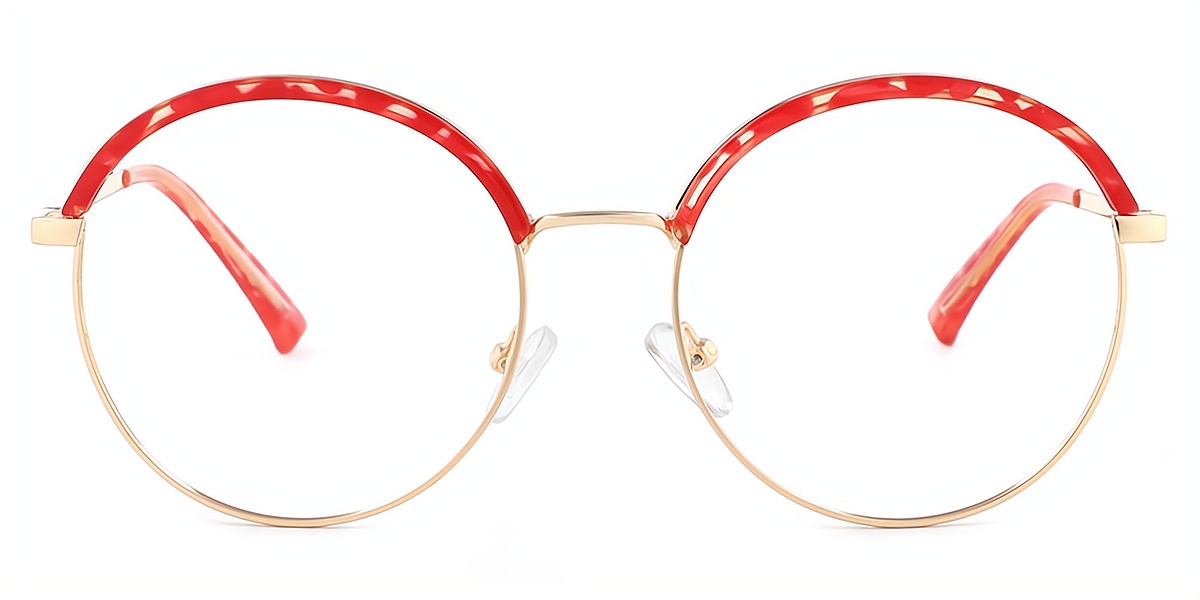 Red Oval Unique Exquisite Mixed Materials Eyeglasses