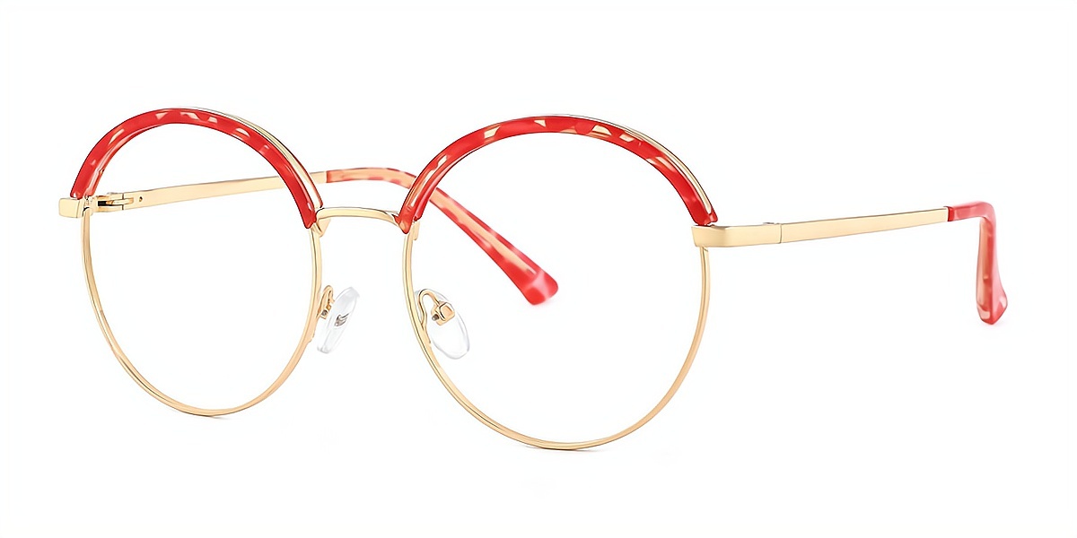 Red Oval Unique Exquisite Mixed Materials Eyeglasses