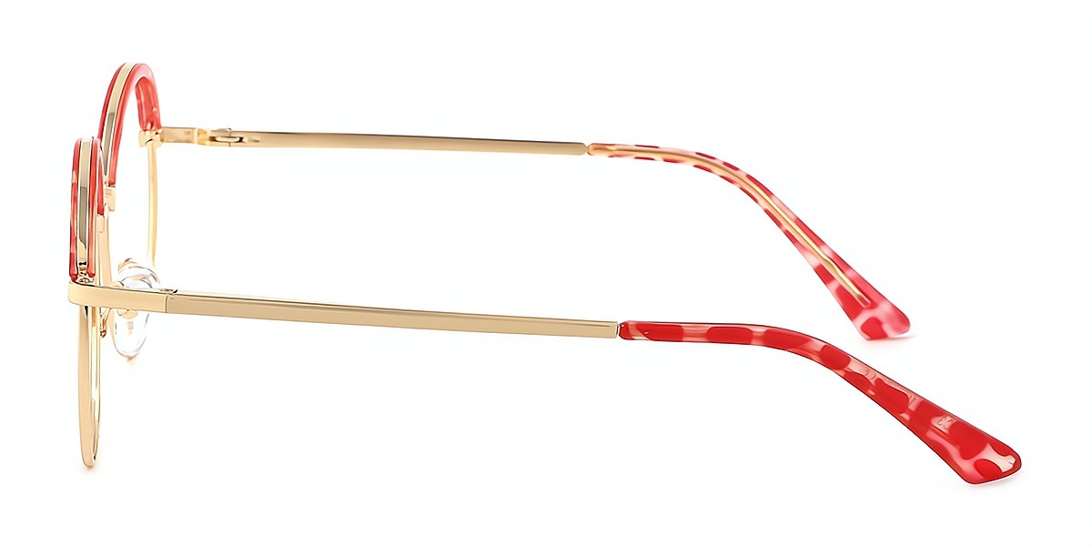 Red Oval Unique Exquisite Mixed Materials Eyeglasses