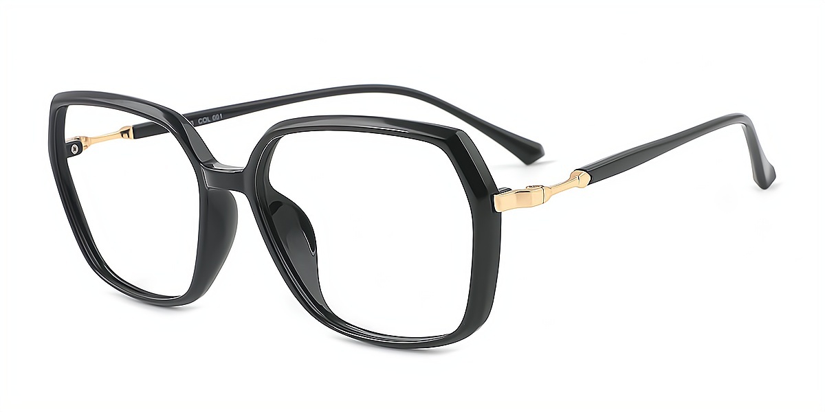 Black Geometric Simple TR90 Eyeglasses