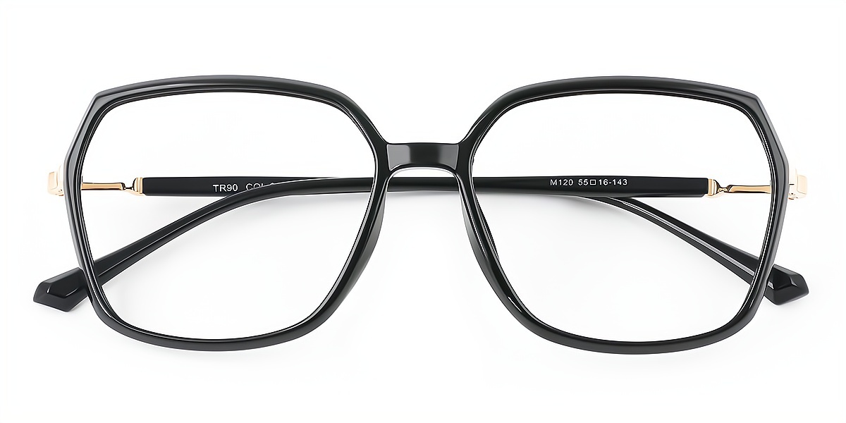 Black Geometric Simple TR90 Eyeglasses