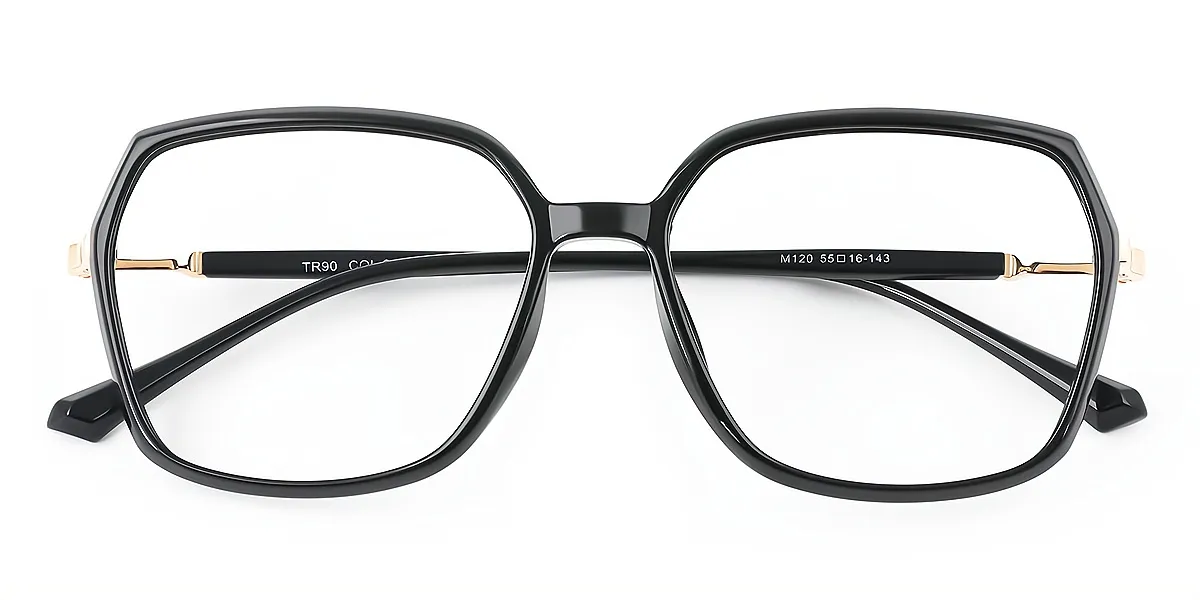Black Geometric Simple TR90 Eyeglasses