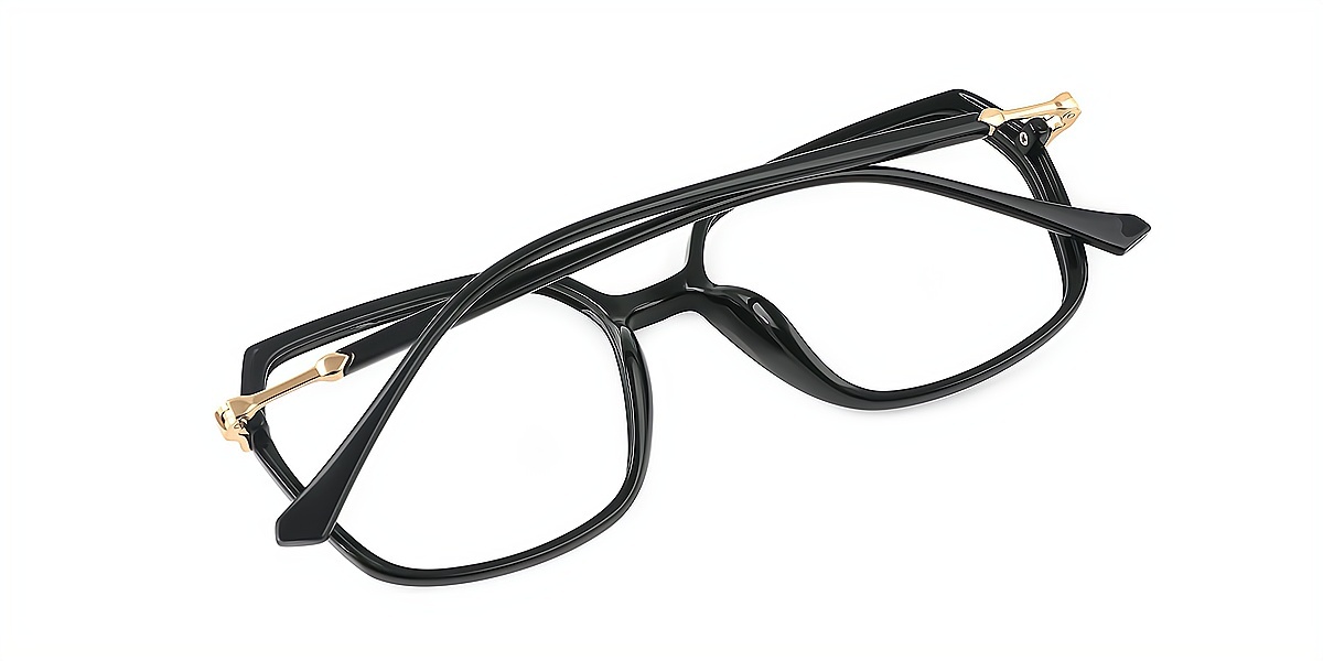 Black Geometric Simple TR90 Eyeglasses