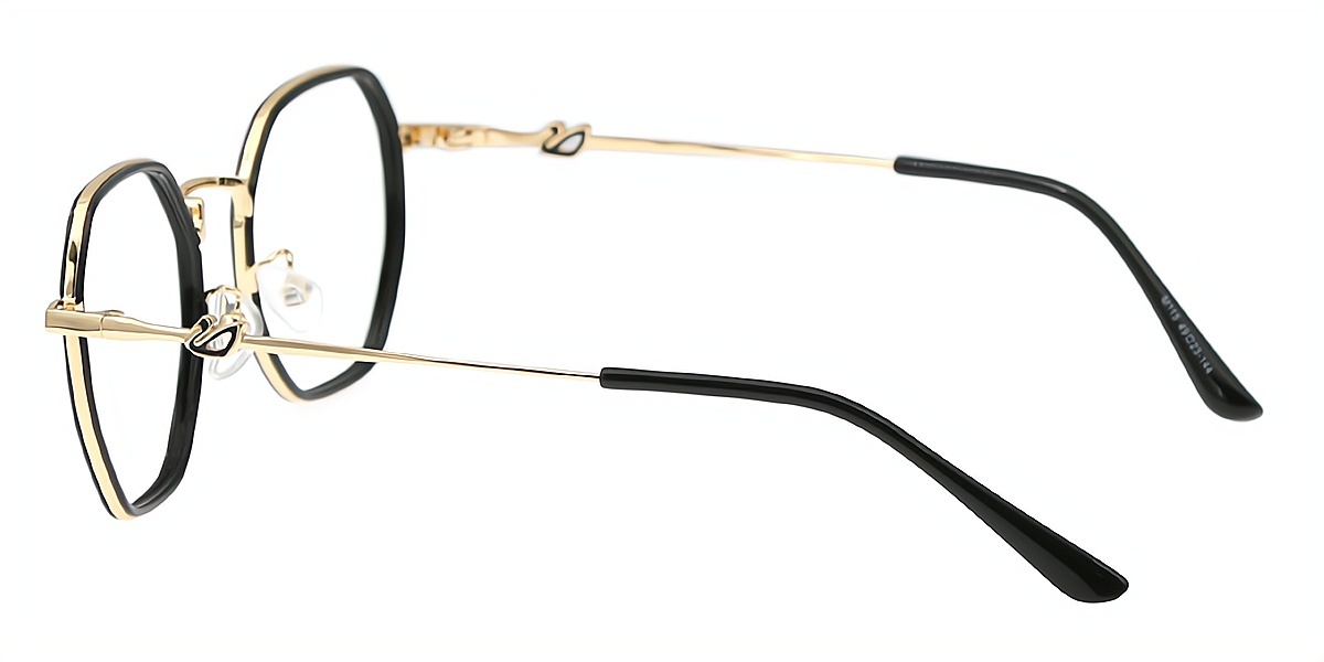 Black Geometric Refined Mixed Materials Eyeglasses