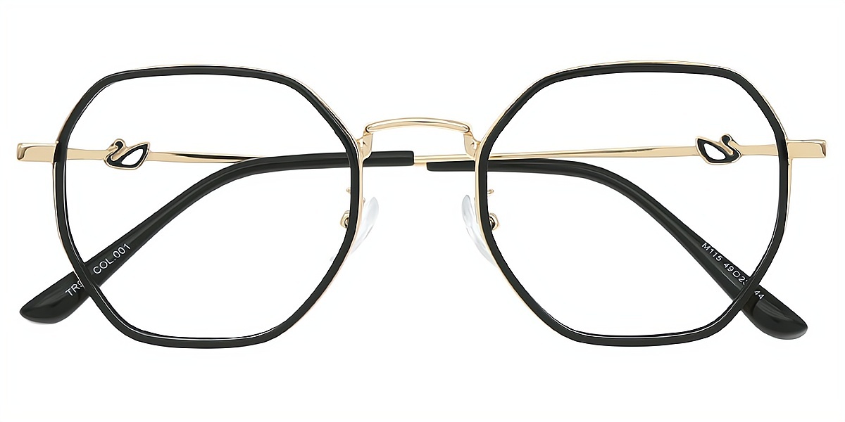 Black Geometric Refined Mixed Materials Eyeglasses