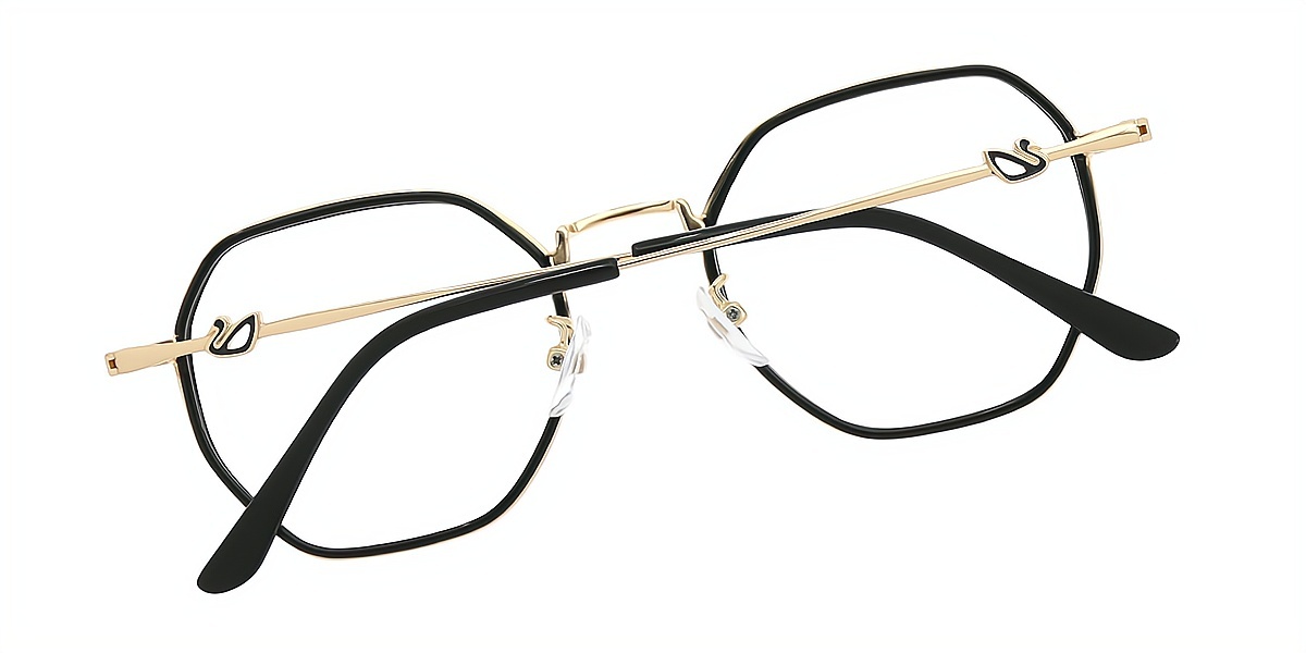 Black Geometric Refined Mixed Materials Eyeglasses