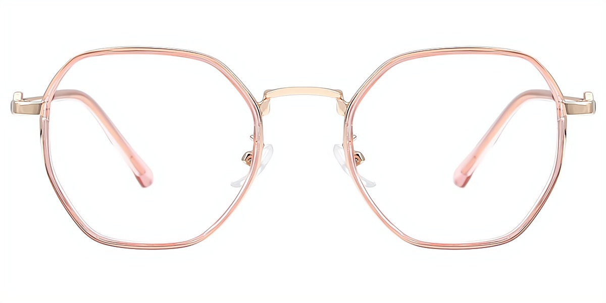 Pink Geometric Refined Mixed Materials Eyeglasses