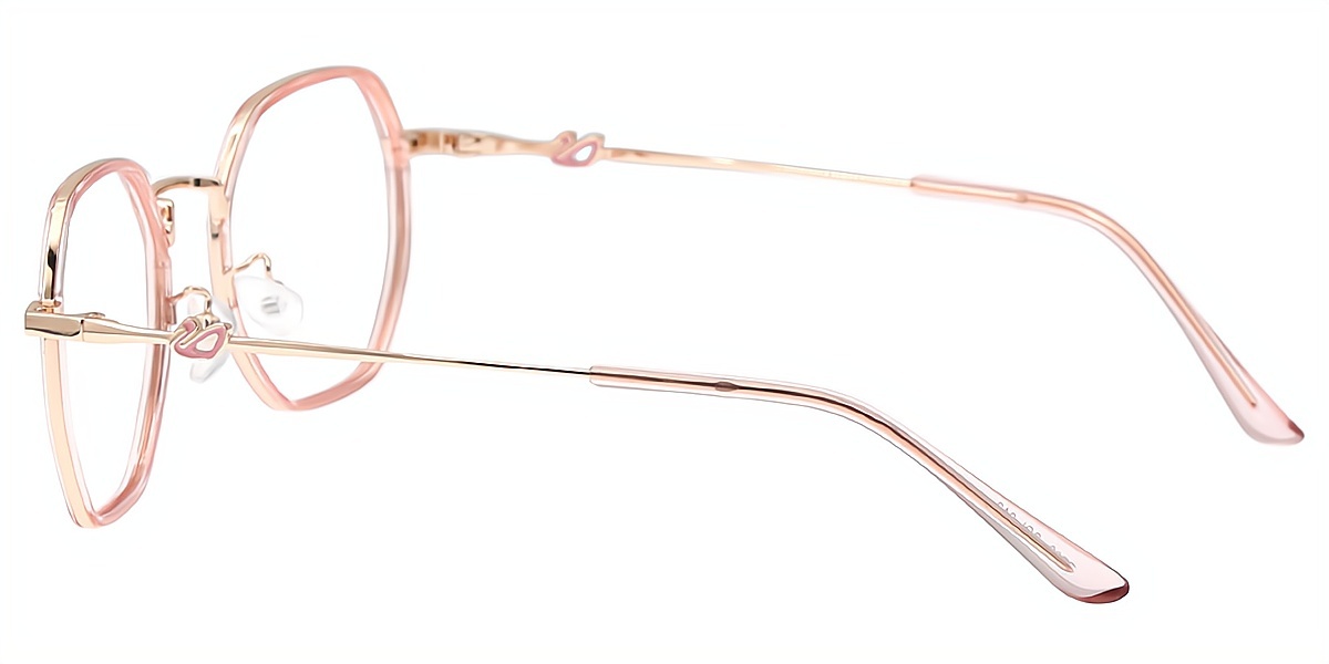 Pink Geometric Refined Mixed Materials Eyeglasses