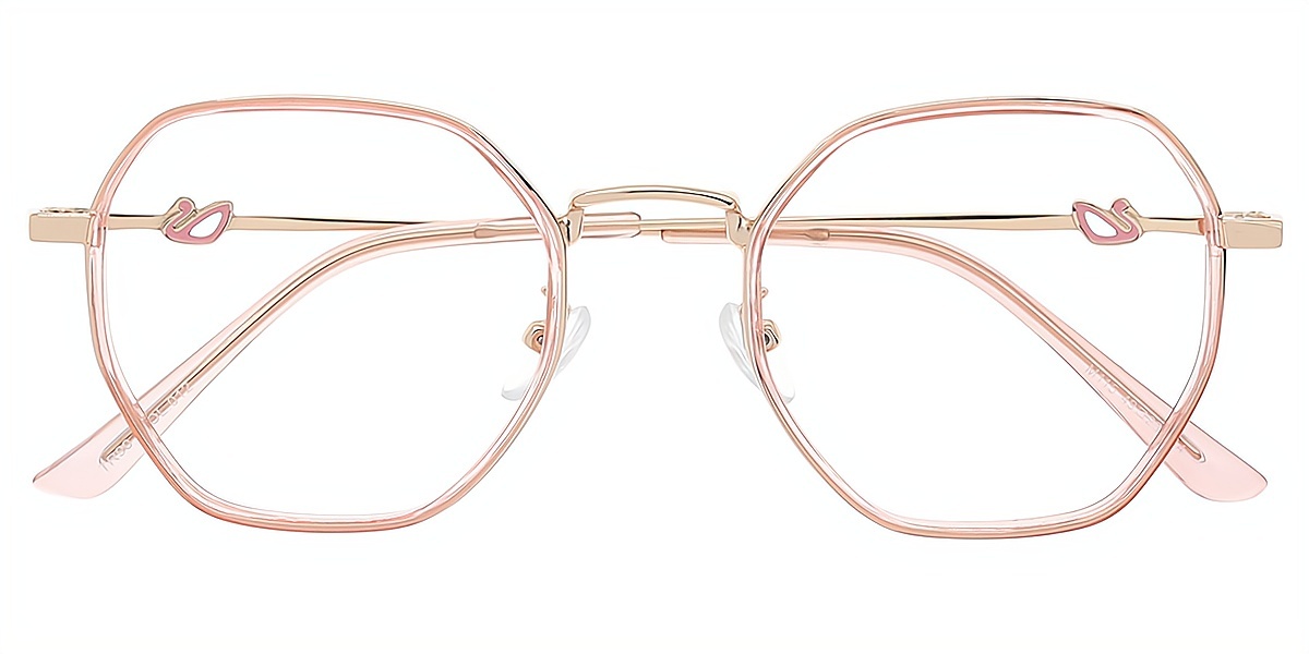 Pink Geometric Refined Mixed Materials Eyeglasses