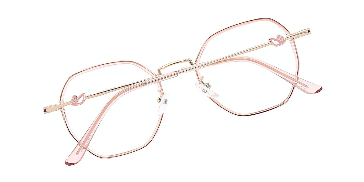 Pink Geometric Refined Mixed Materials Eyeglasses