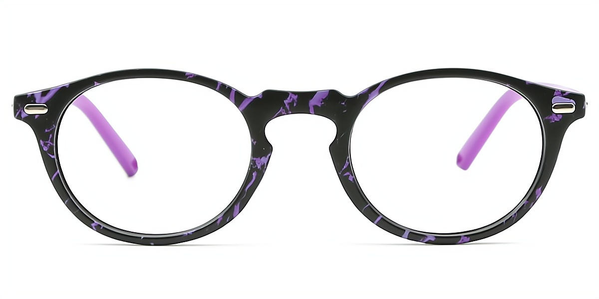 Purple Oval Chic Horn Plastic Eyeglasses