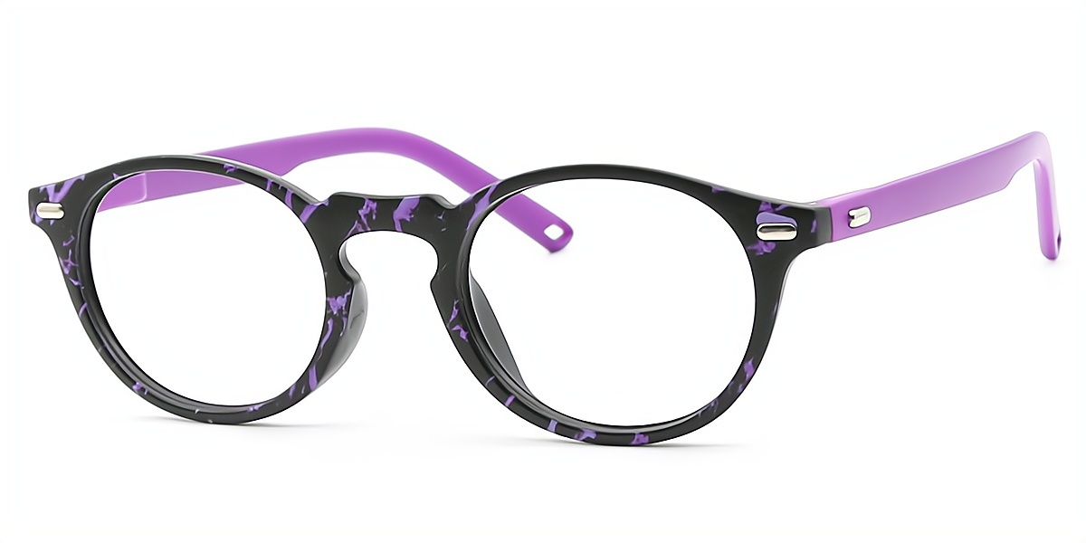 Purple Oval Chic Horn Plastic Eyeglasses