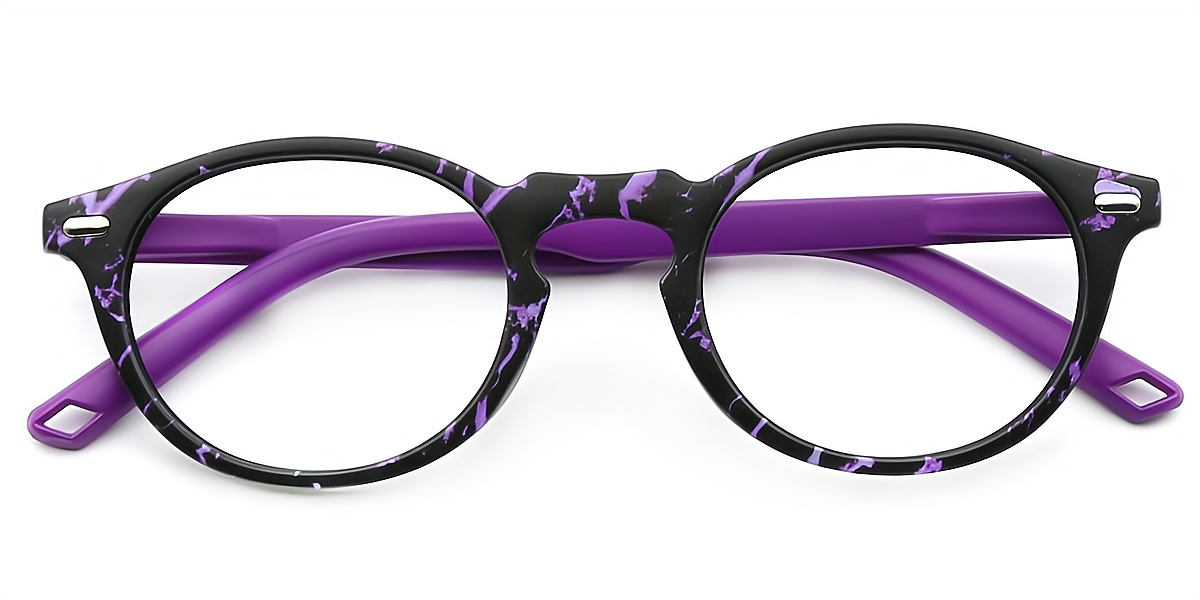 Purple Oval Chic Horn Plastic Eyeglasses