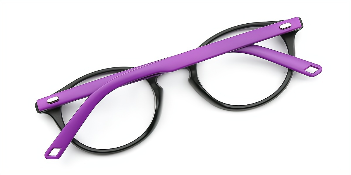 Purple Oval Chic Horn Plastic Eyeglasses