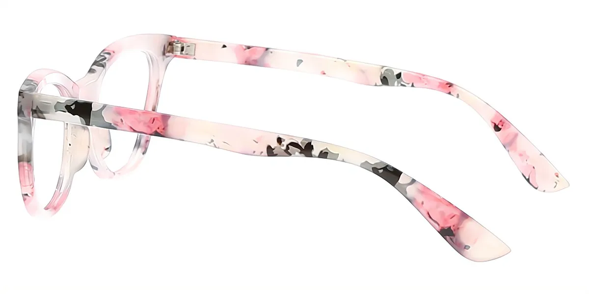 Pink Floral Cat Eye Classic Horn Plastic Eyeglasses
