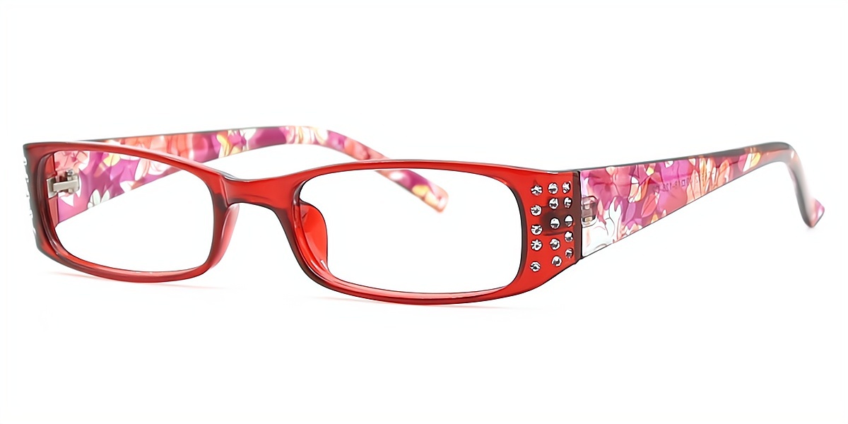 Red Rectangle Classic Unique Plastic Eyeglasses