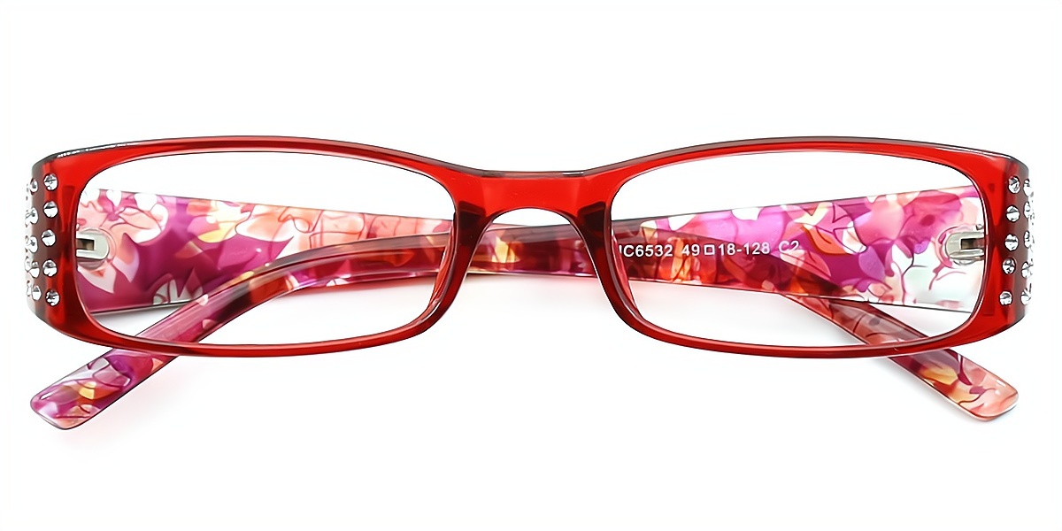 Red Rectangle Classic Unique Plastic Eyeglasses