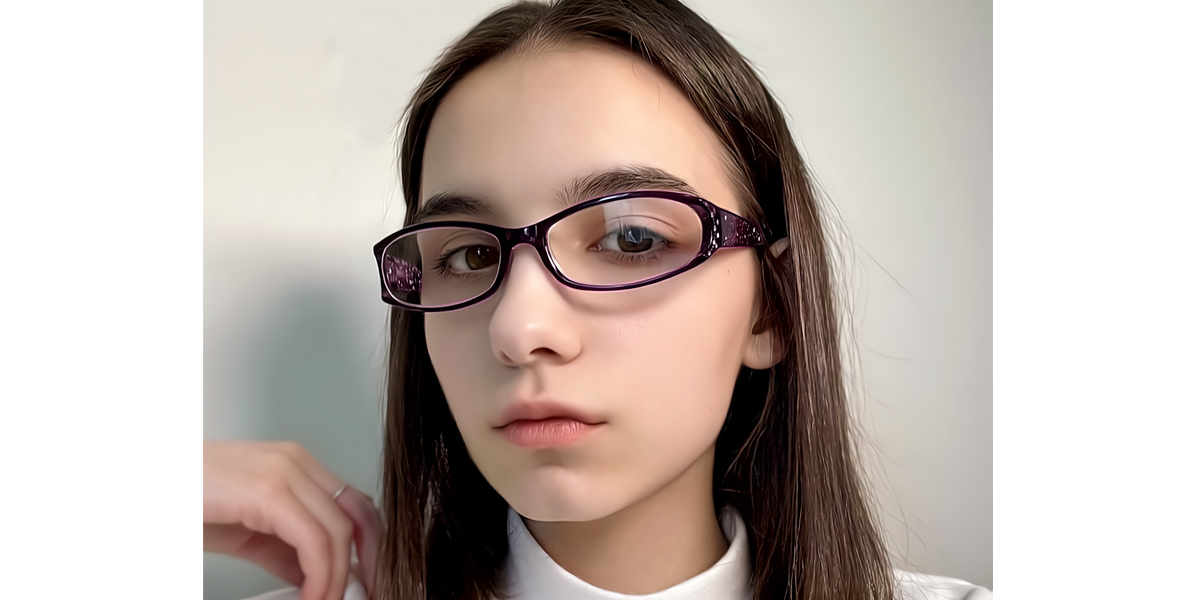 Purple Rectangle Modish Plastic Eyeglasses