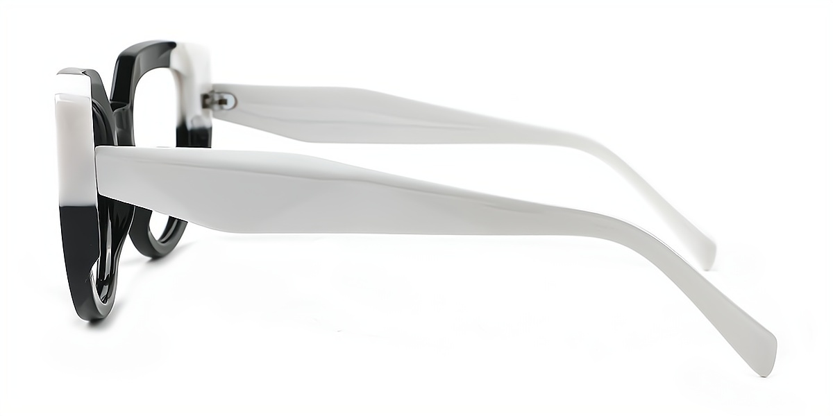 White Black Cat Eye Unique Plastic Eyeglasses