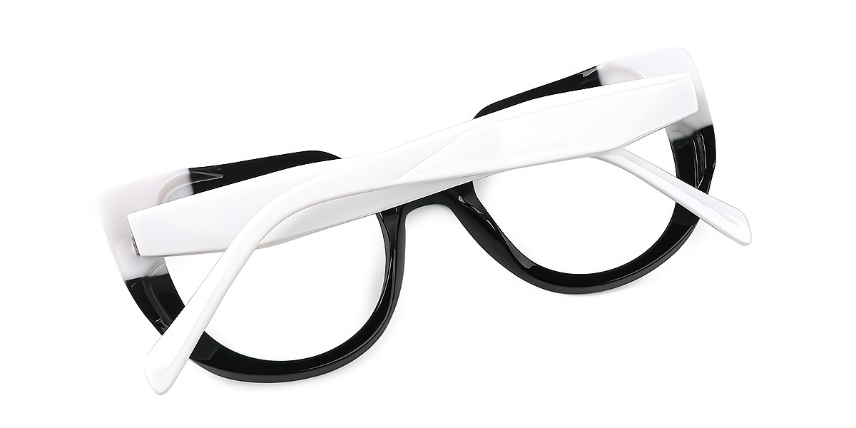 White Black Cat Eye Unique Plastic Eyeglasses