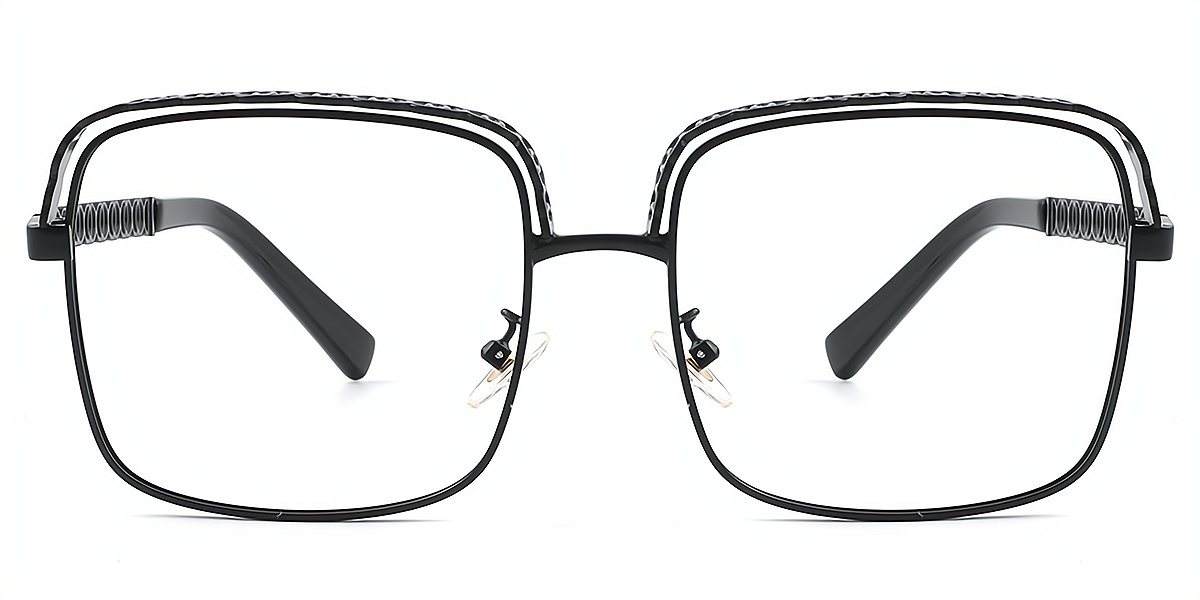 Black Square Exquisite Oversized Metal Eyeglasses
