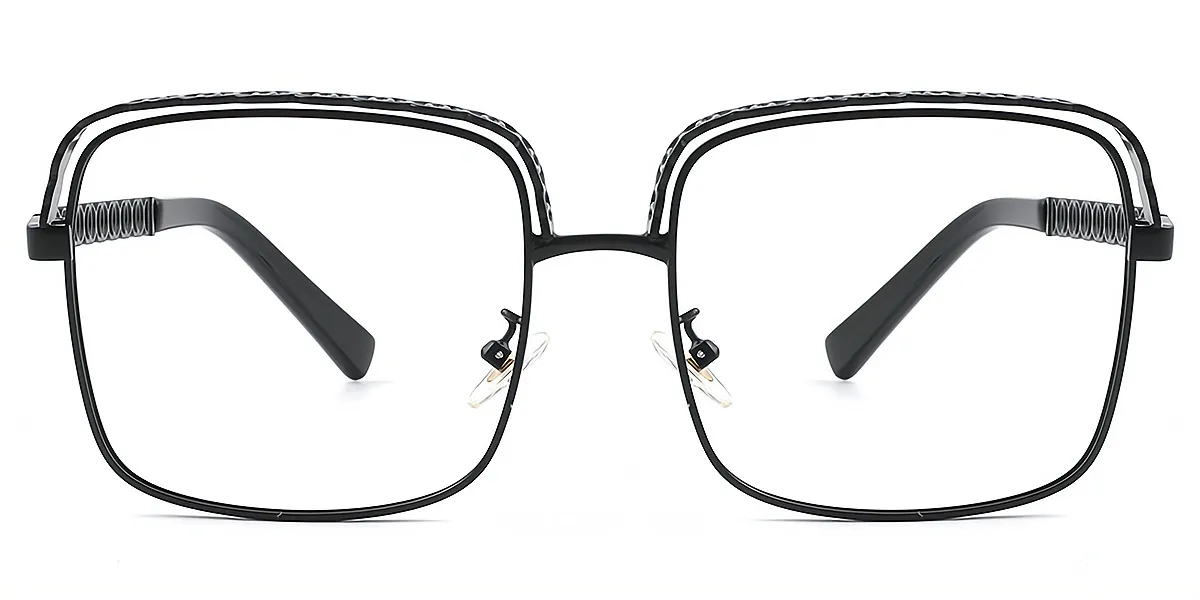 Black Square Exquisite Oversized Metal Eyeglasses