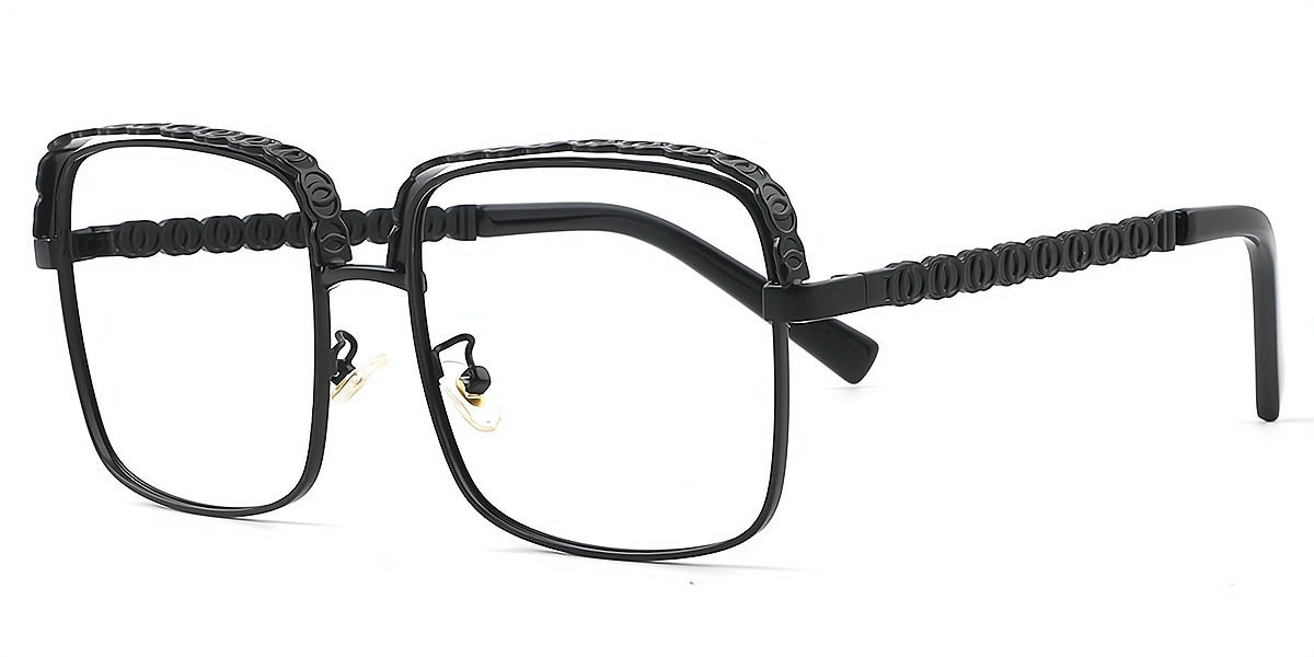 Black Square Exquisite Oversized Metal Eyeglasses