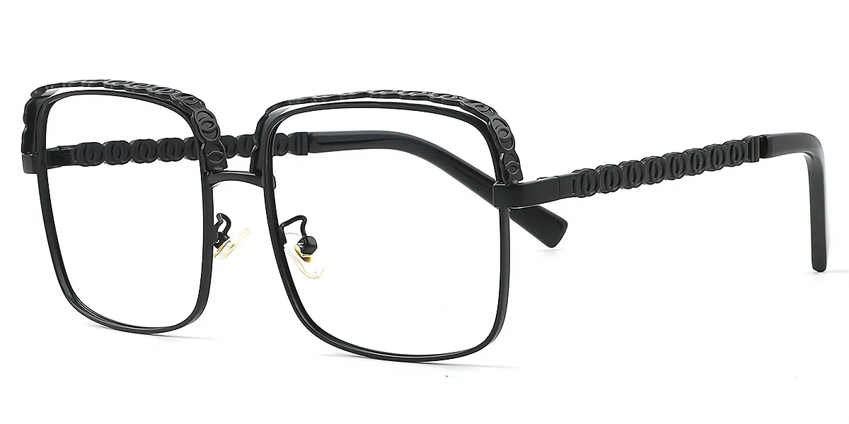Black Square Exquisite Oversized Metal Eyeglasses