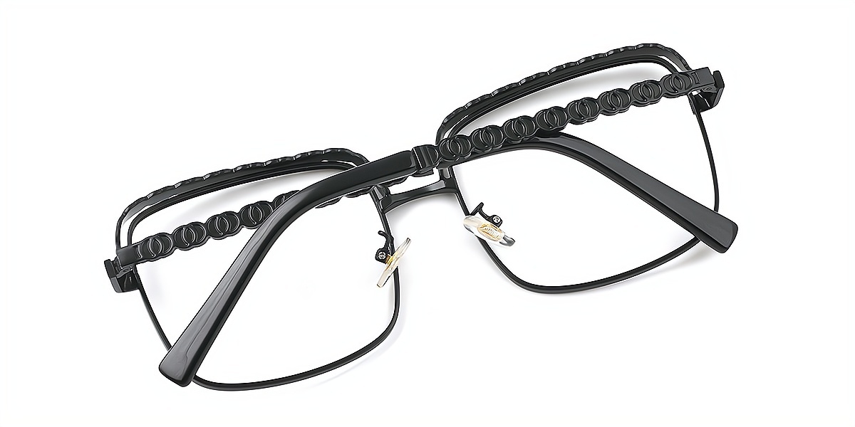 Black Square Exquisite Oversized Metal Eyeglasses