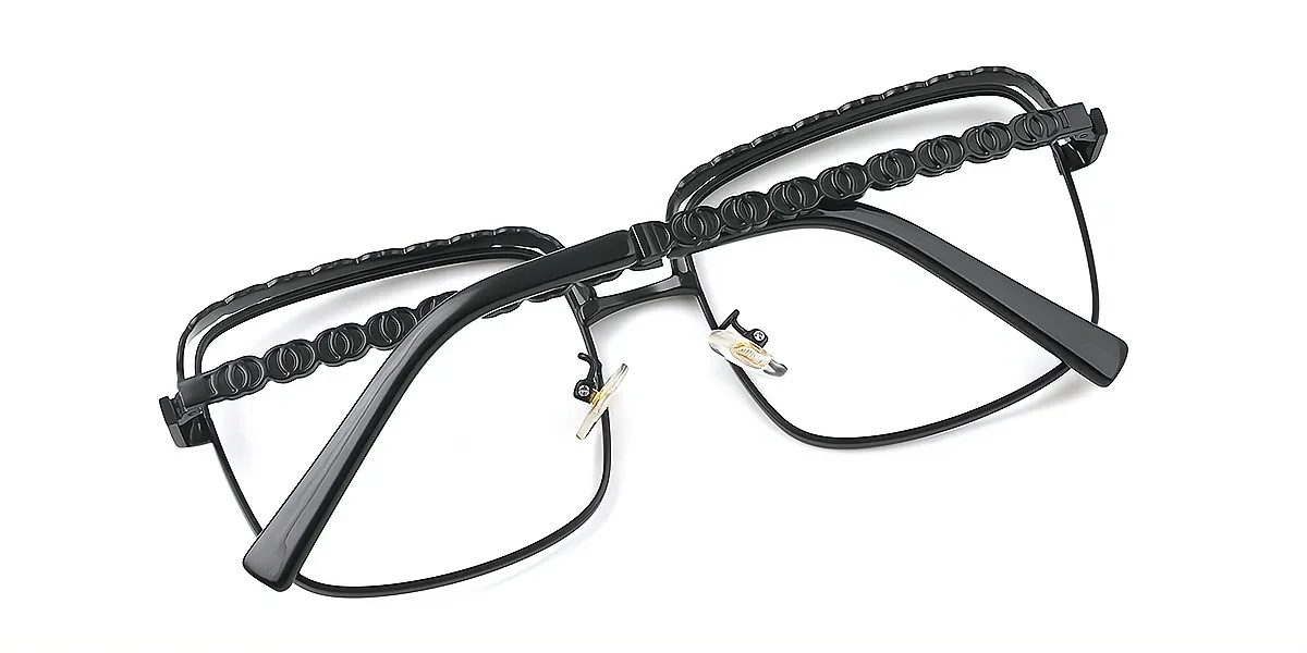 Black Square Exquisite Oversized Metal Eyeglasses