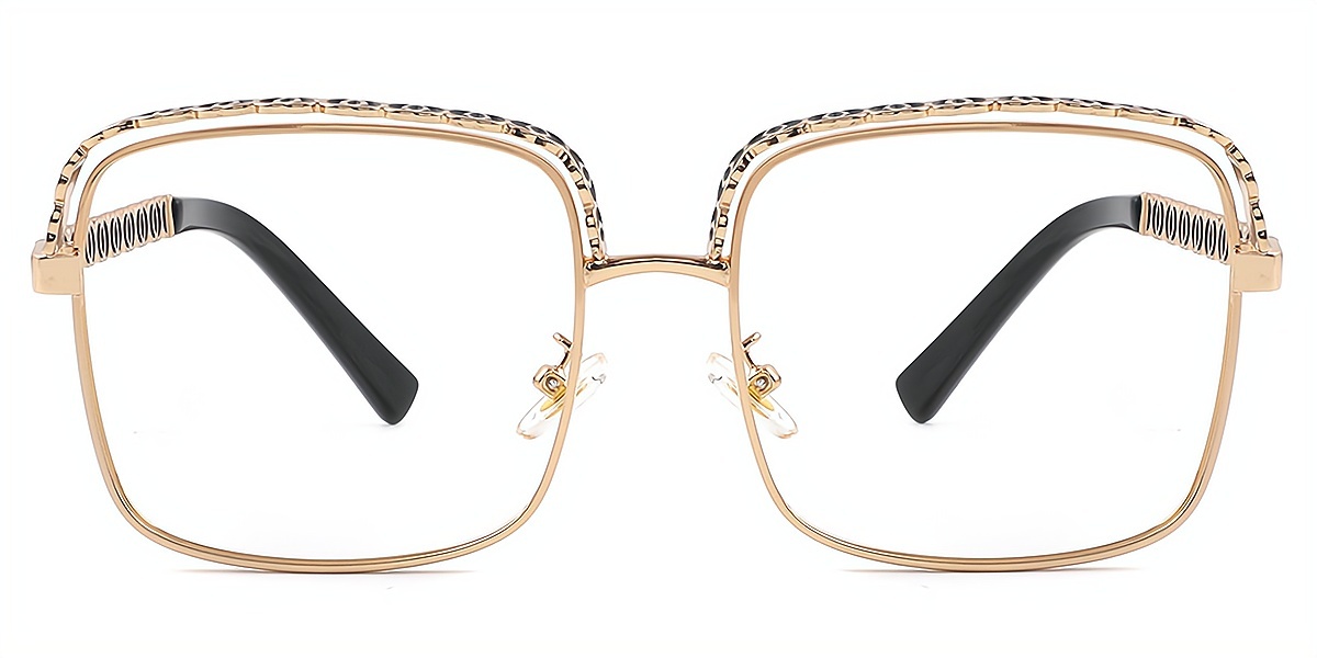 Golden Square Exquisite Oversized Metal Eyeglasses