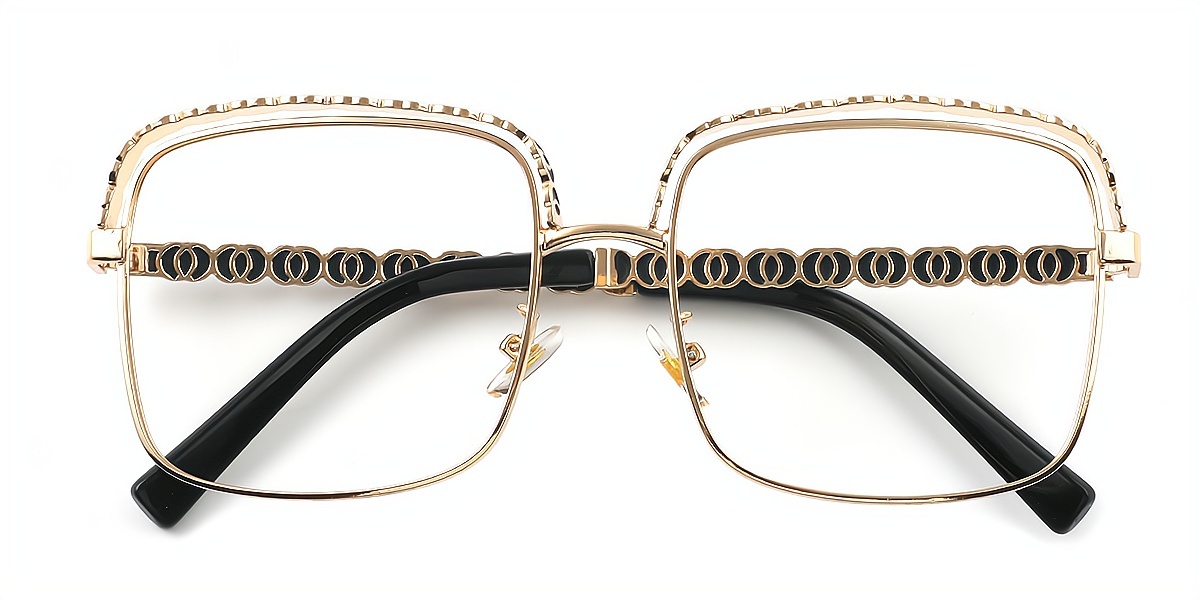 Golden Square Exquisite Oversized Metal Eyeglasses