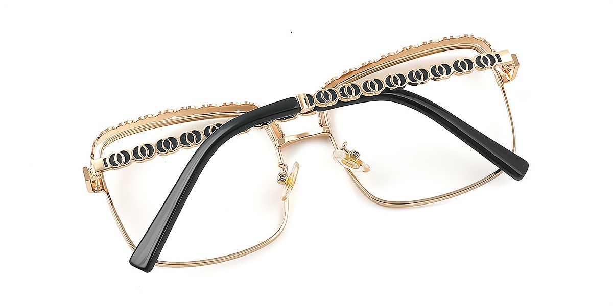 Golden Square Exquisite Oversized Metal Eyeglasses