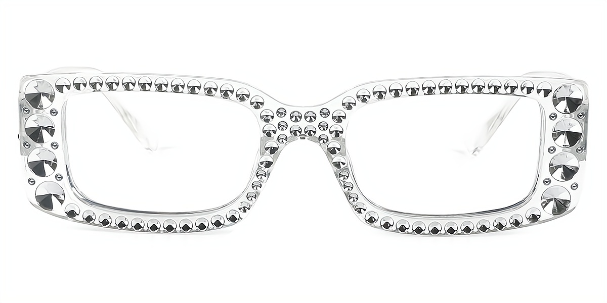 KATHIE Black Rectangle Unique Plastic Eyeglasses | Muukal.com