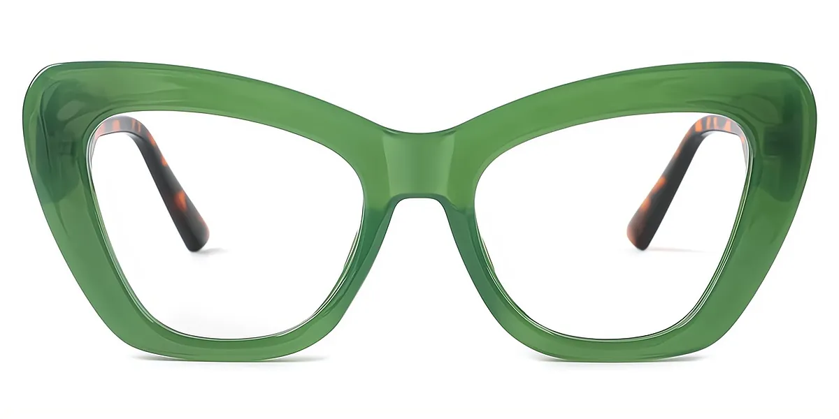 Green Cat Eye Hipster Plastic Eyeglasses