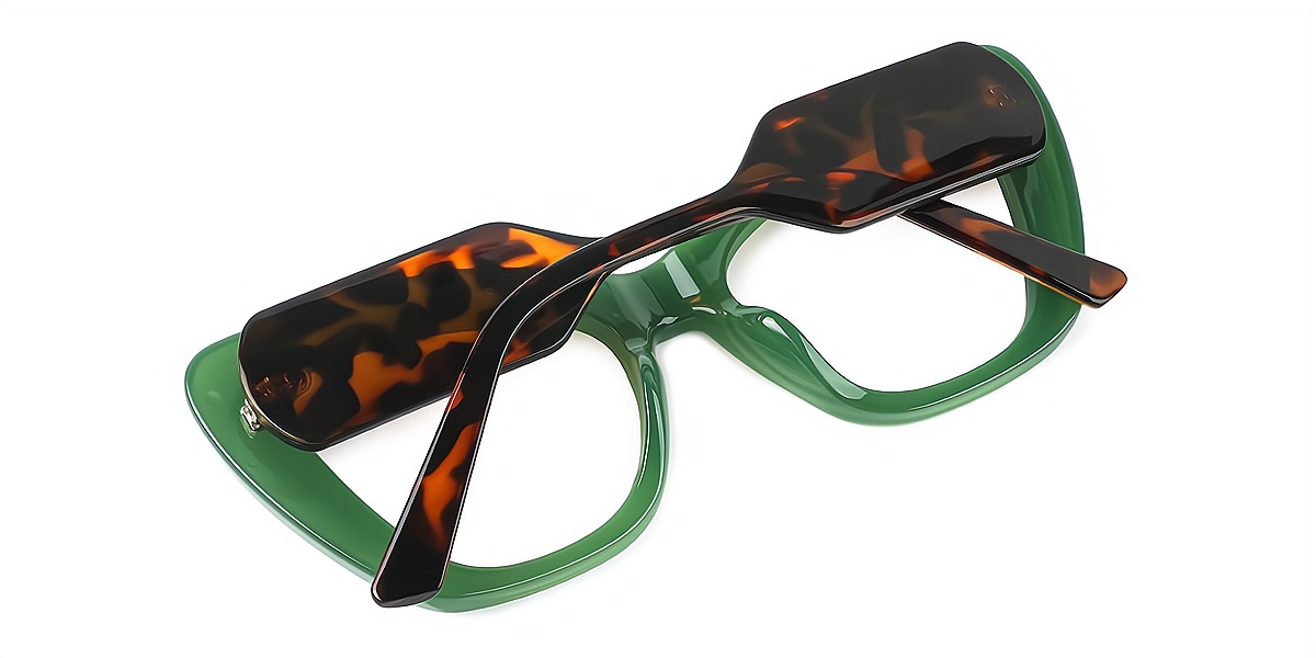 Green Cat Eye Hipster Plastic Eyeglasses