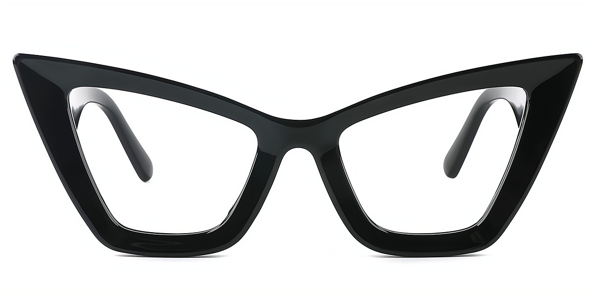 Black Cat Eye Unique Oversized Plastic Eyeglasses