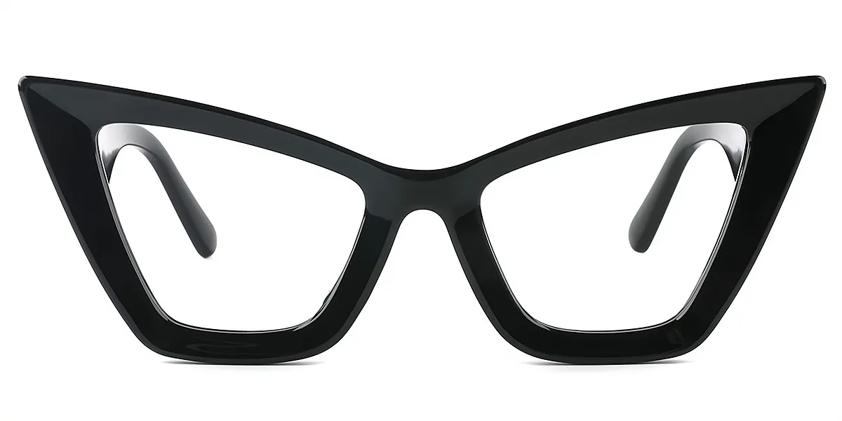 Black Cat Eye Unique Oversized Plastic Eyeglasses