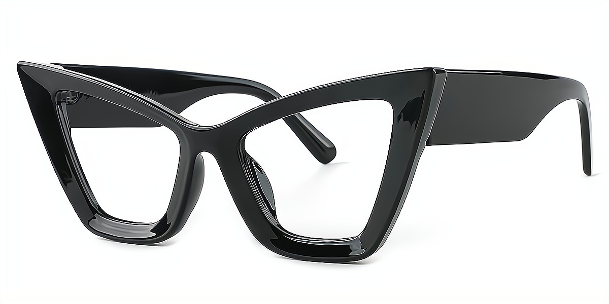Black Cat Eye Unique Oversized Plastic Eyeglasses