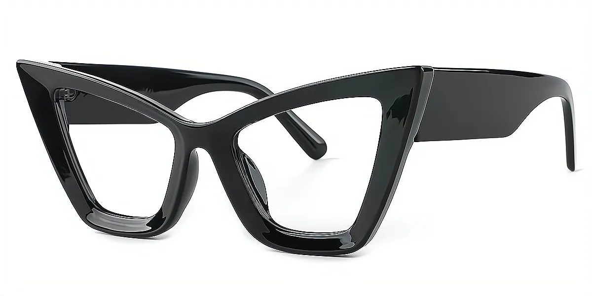 Black Cat Eye Unique Oversized Plastic Eyeglasses